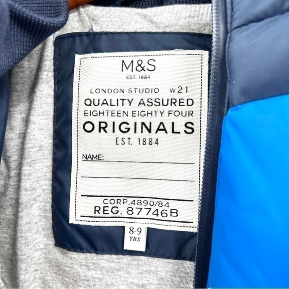 M&S London Studio Boy's Blue Hooded Puffer Vest Size 8-9 - Picture 4 of 12